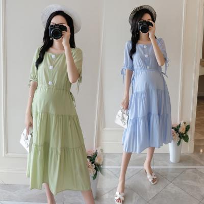 孕妇夏装连衣裙孕妇n裙孕晚期丝光棉绸夏季凉快洋气孕妇装夏天裙