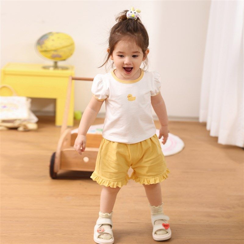 小o爸女婴童 宝宝短裤女2025夏季新款满印时尚花边松紧腰婴儿裤子,童装/婴儿装/亲子装,裤子,淘宝优惠券,粉丝福利购,淘宝优惠卷