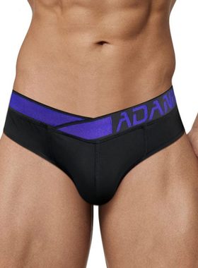 2条男士内男三角裤纯棉透气V腰带个性潮流纯白色U凸青年三角短裤