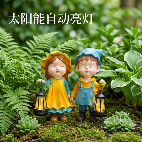 创意太阳能公主王子提灯摆件
