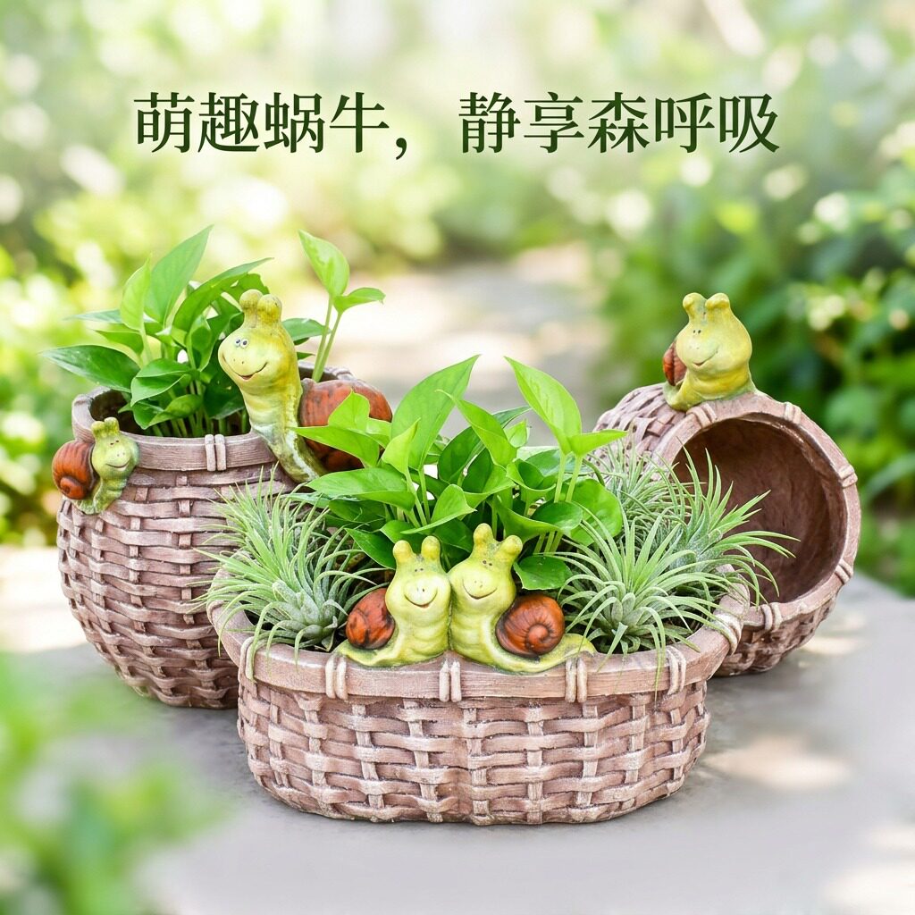 花园装饰摆件创意蜗牛花盆幼儿园花店小院子布置户外别墅庭院造景