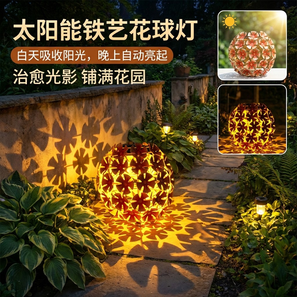 花灯2026年新款绣球花灯太阳能发光氛围灯户外花园庭院悬挂装饰品,节庆用品/礼品,装饰灯,淘宝优惠券,粉丝福利购,淘宝优惠卷