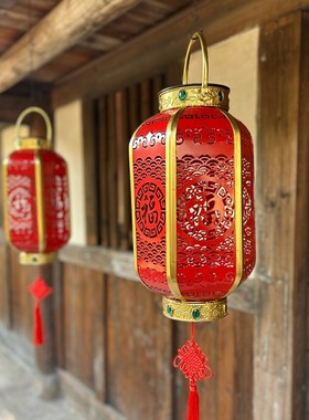 新年福字镂空太阳能小夜灯庭院