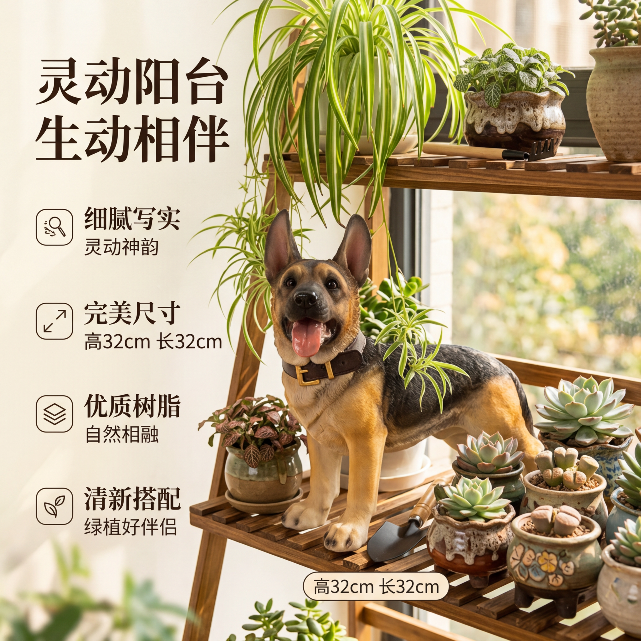 仿真狼狗树脂摆件家居客厅玄关书桌装饰可爱动物雕塑工艺品