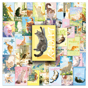 100张治愈猫咪可爱才会涂鸦萌宠动物个性贴纸吉他音箱耳机DIY贴纸