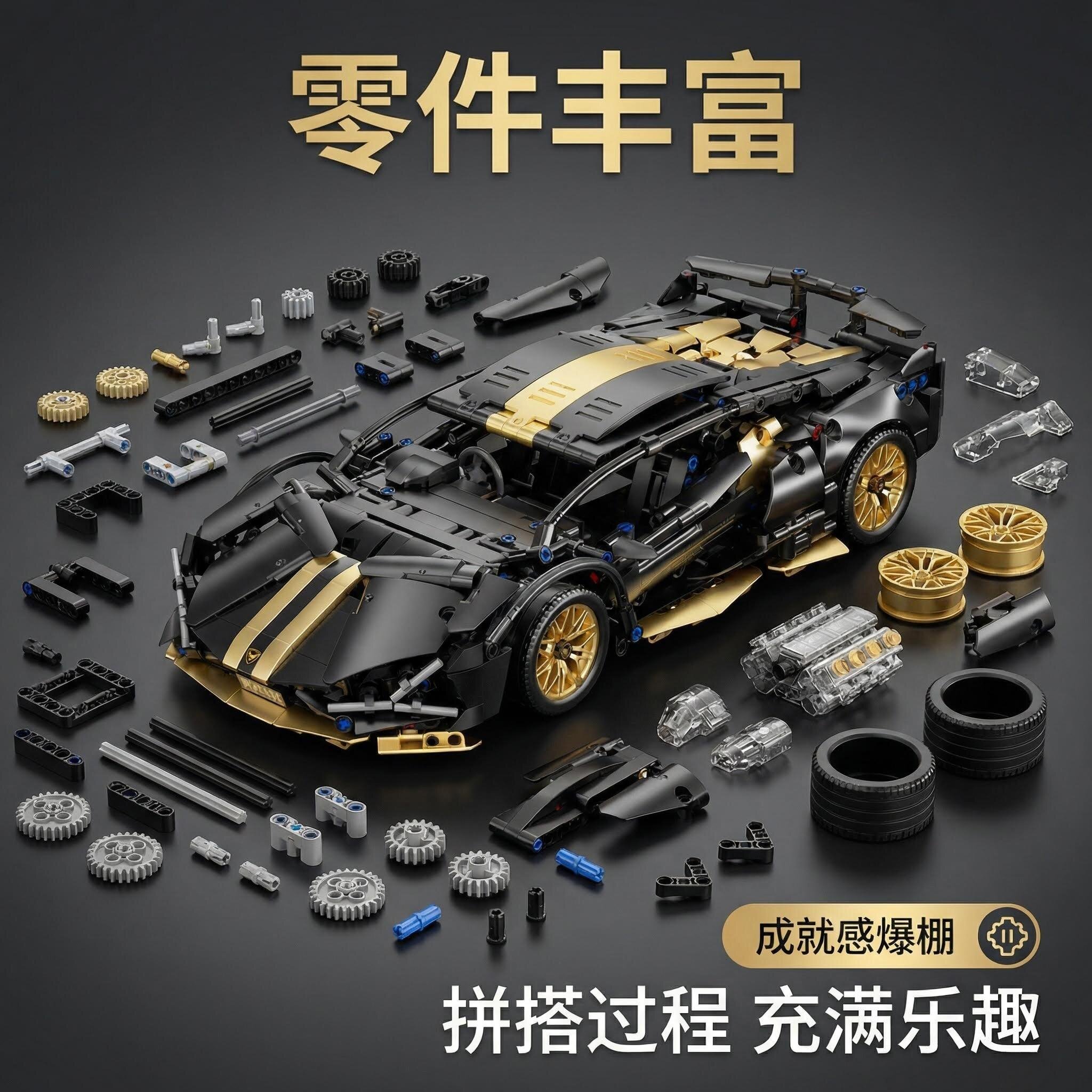 兰博基尼积木遥控跑车益智礼盒