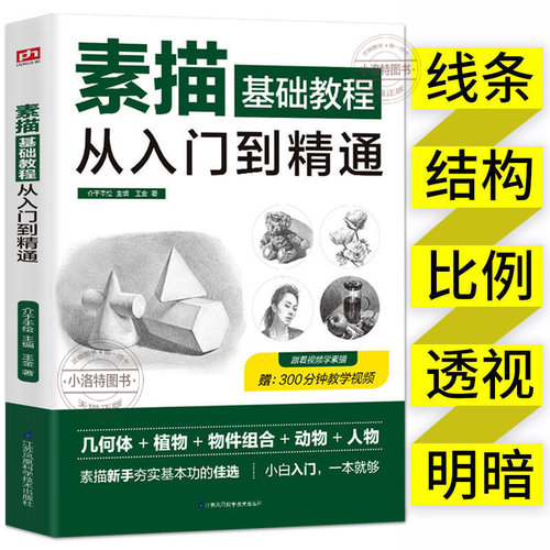 正版 素描零基础教程从入门到精通自学入门教程材铅笔手绘画从单个体石膏几何体成人美术的诀窍临摹范本到精通套人物头像速写绘画