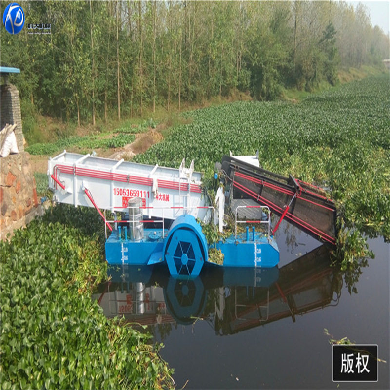 青岛割草船 双明轮驱动垃圾打捞保洁船 全液压水浮莲清理机械