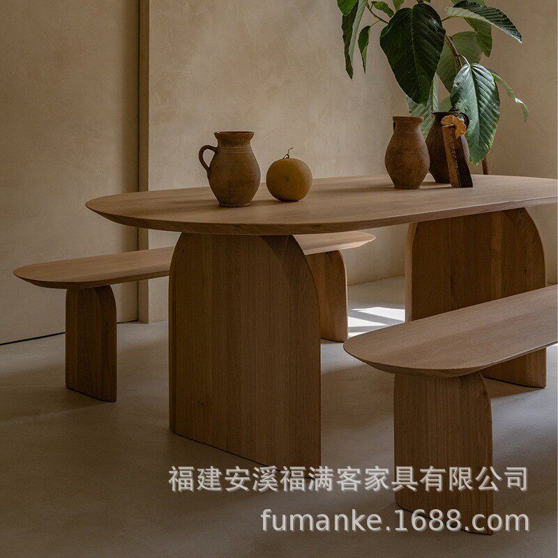 北欧现代简约实木餐桌小户型客厅轻奢岛台餐桌长桌复古民宿咖啡桌