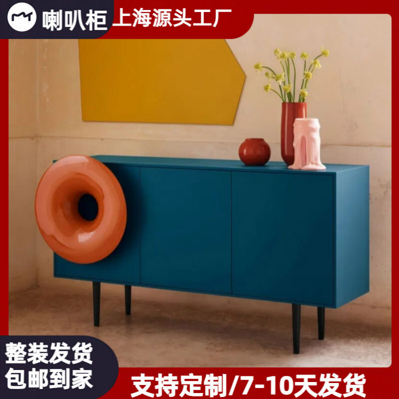 喇叭烤漆餐边柜实木入户玄关柜多功能装饰储物柜简约茶水柜整装