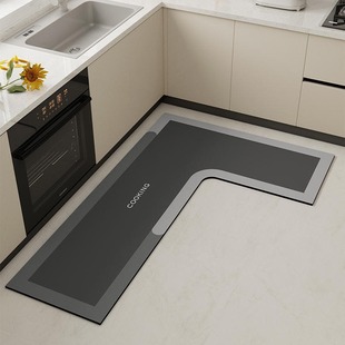 现代简约L型厨房地垫吸水吸油硅藻泥地垫家用卫生间浴室防滑脚垫
