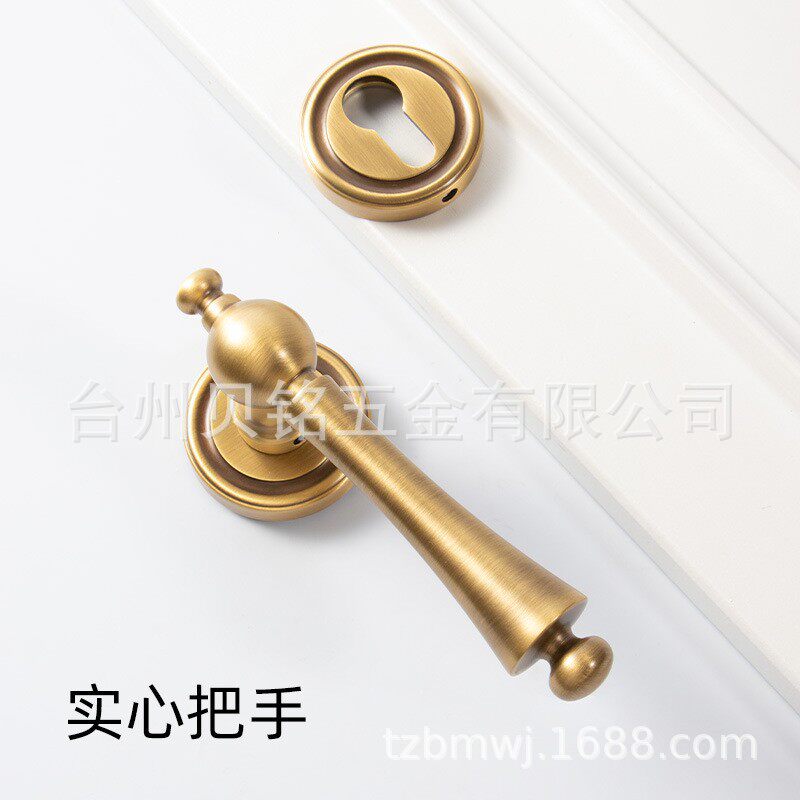 黄铜黑色门锁卧室静音门锁木门把手分体机械锁家用通用型执手锁