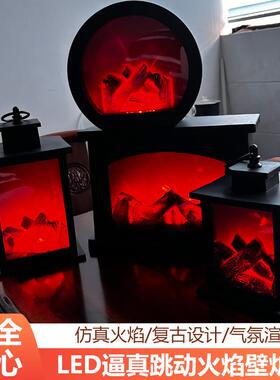 Ama小zon境创意摆件风家居装工艺KVB品烛台仿真装饰LE跨D木炭火焰