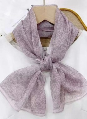 （877）“明星同款粉紫色”春夏季大方巾西丽纱气质百搭防晒丝巾