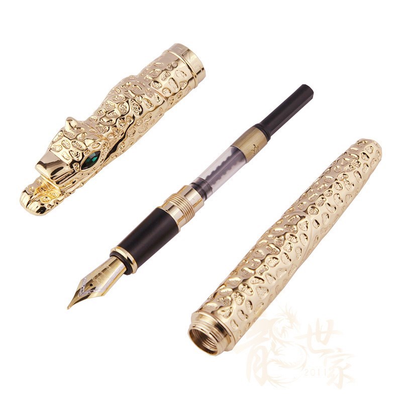 中国风金豪金钱豹送礼物男士鼎木盒套装M商务美工铱金钢笔刻字
