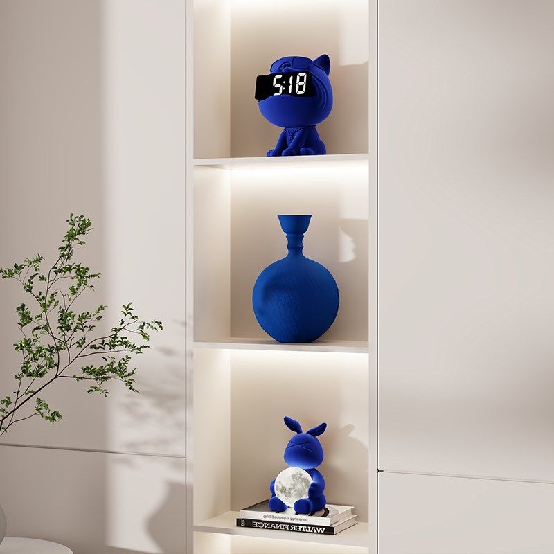 RZONE 克莱因蓝色植绒轻奢装饰品酒H柜书柜小众客厅艺术品壁龛摆,家居饰品,装饰摆件,淘宝优惠券,粉丝福利购,淘宝优惠卷