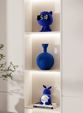 RZONE 克莱因蓝色植绒轻奢装饰品酒H柜书柜小众客厅艺术品壁龛摆