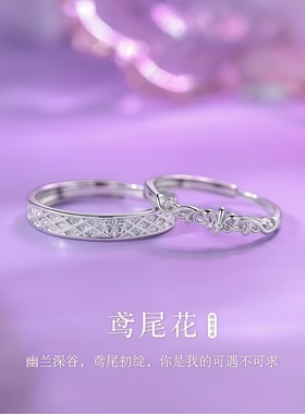 鸢尾花情侣戒指小众设计学生党