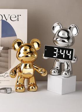 暴力熊装饰品时钟桌面无障碍豪华客厅电视柜酒柜装饰乔迁礼物礼物