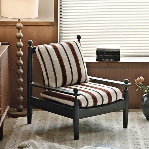 UCK又壳 | 轻法式复古单人沙发椅实木中古风客厅棉麻可拆洗休闲椅