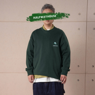 T恤宽松落肩重磅上衣男女 圆领长袖 HalfwayHouse日系2025春季 新款