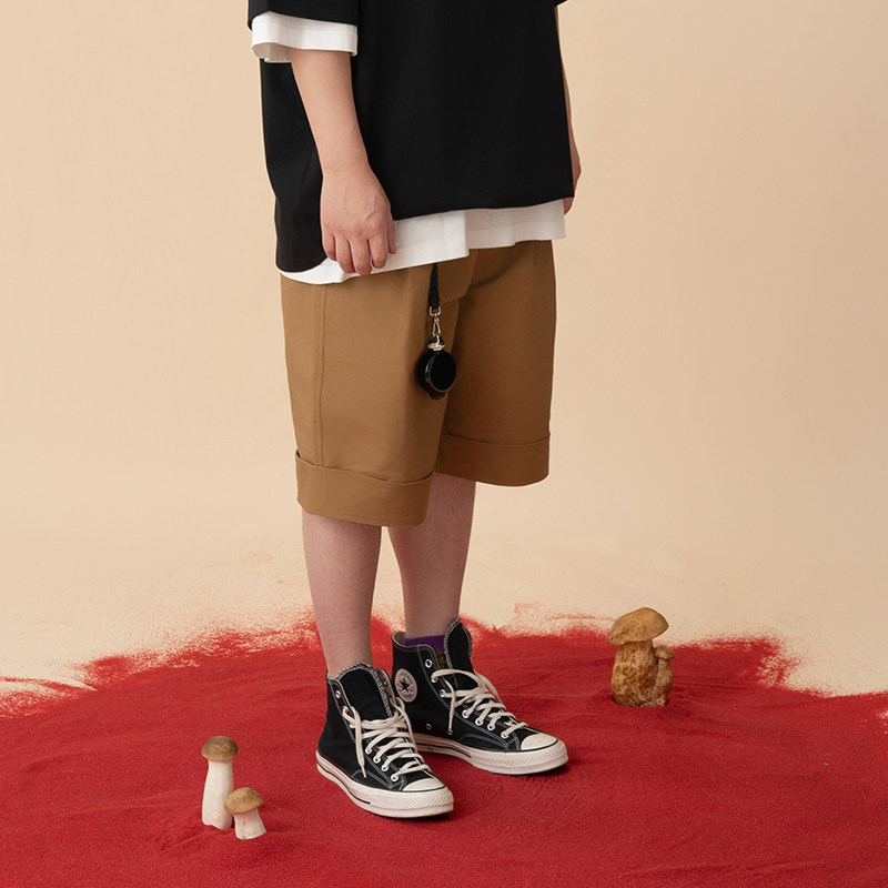 HalfwayHouse2025年夏季新款重磅质感五分裤简约松紧腰铆钉短裤男,男装,短裤,淘宝优惠券,粉丝福利购,淘宝优惠卷