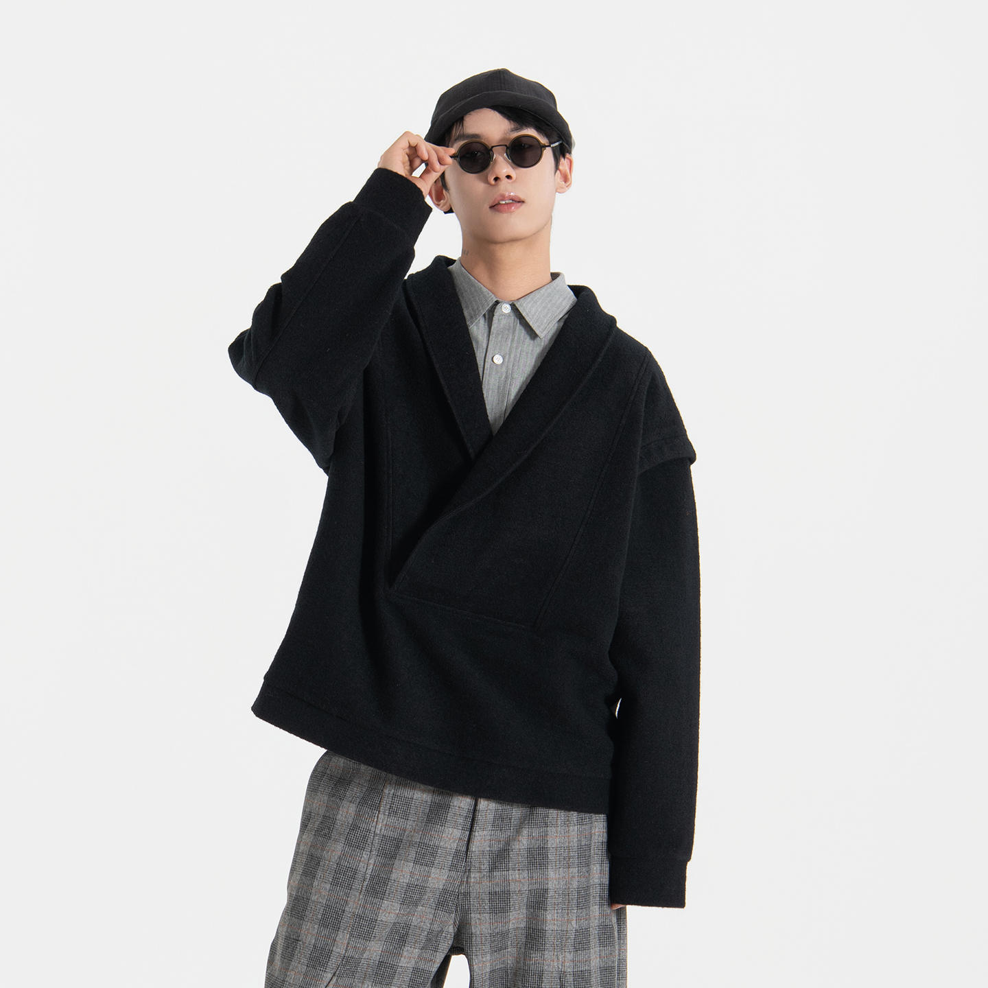 HalfwayHouse复古青果领慵懒夹克