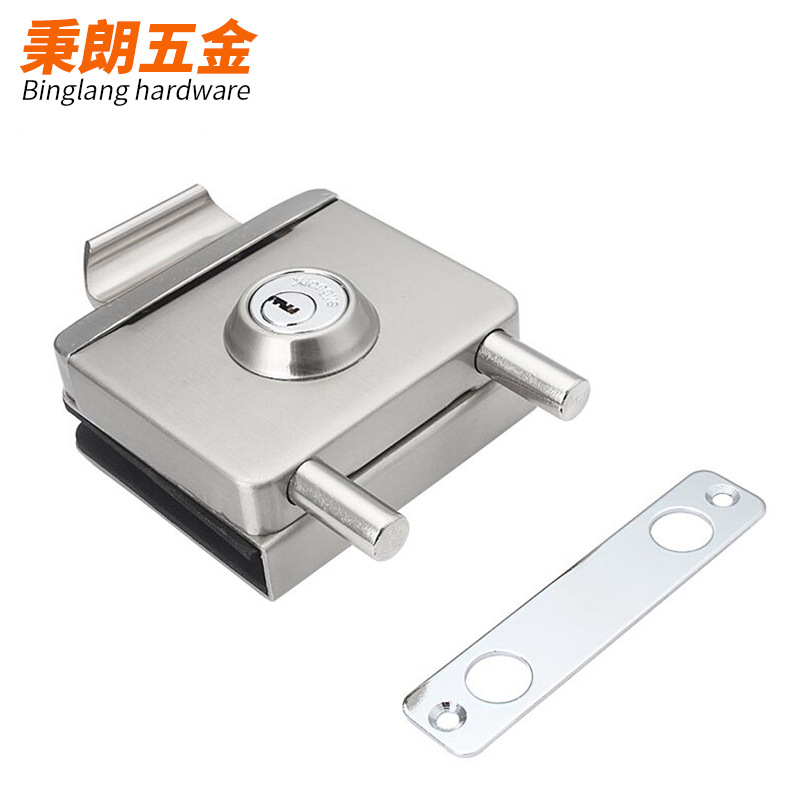 厂家直销加厚玻璃门锁单双开移门锁防盗大门锁具免开孔不锈钢门锁