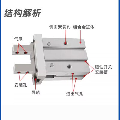 亿太诺/ScHZ系列/小型气动手指气缸/SHZ/6/10/16/20/25/32S-SA-SB