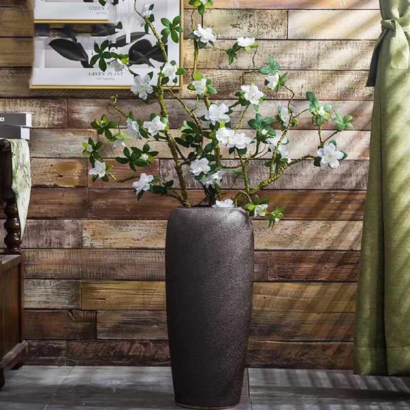 景德镇落地覆古花瓶手工粗陶陶罐客C厅干花花器酒店大花盆插花摆