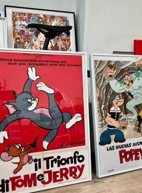 大力水手复古g原版卧室装饰画小众艺术餐厅壁画怀旧卡通玄关挂糊