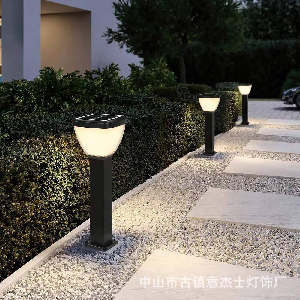 跨境货源户外太阳能市电现代小区个月庭院灯柱头灯花园私模草坪灯