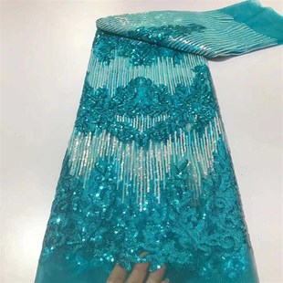 台湾时尚 lace 服饰亮片蕾丝面料双色线条花边礼服绣花布seQquins