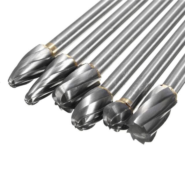 6pcs 6 x 10mm 150mm Long Rotary Files BurrNs Reach Double Cu