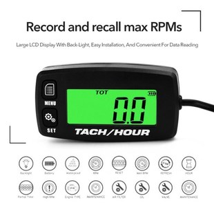 LCD Digital TachQ Lightweight Meter Backlit Hour Portable