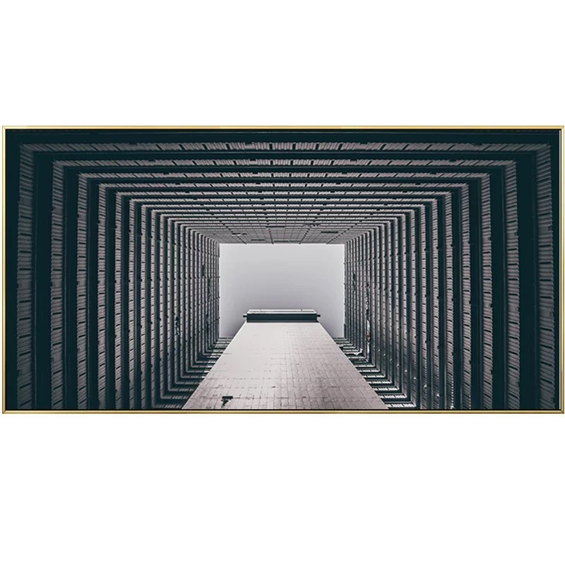 客厅装饰画横款黑白建筑沙发背景墙C轻奢现代简约卧室餐厅抽象挂