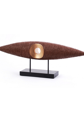 新中式样板房售楼处玄关摆场软z装饰品汉白玉创意眼睛艺术陈设摆