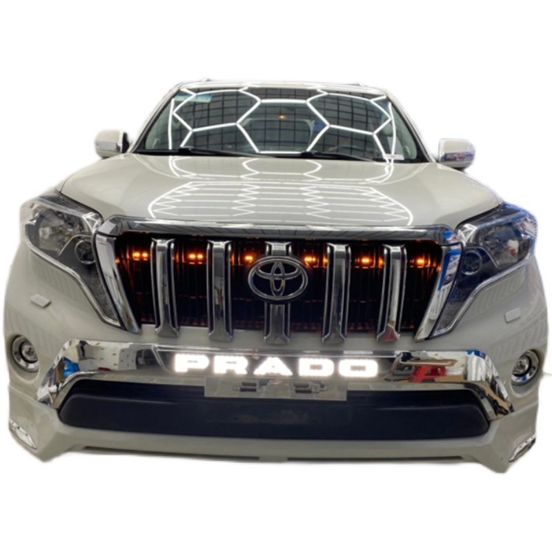 适用丰田普拉多霸道兰德酷路泽黑色B车身改装3D中网发光LED车标灯