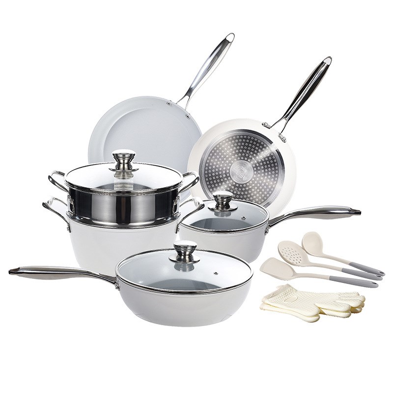 陶瓷不粘锅套装炒锅煎锅汤锅高颜值锅具五件套U电磁炉通用热销