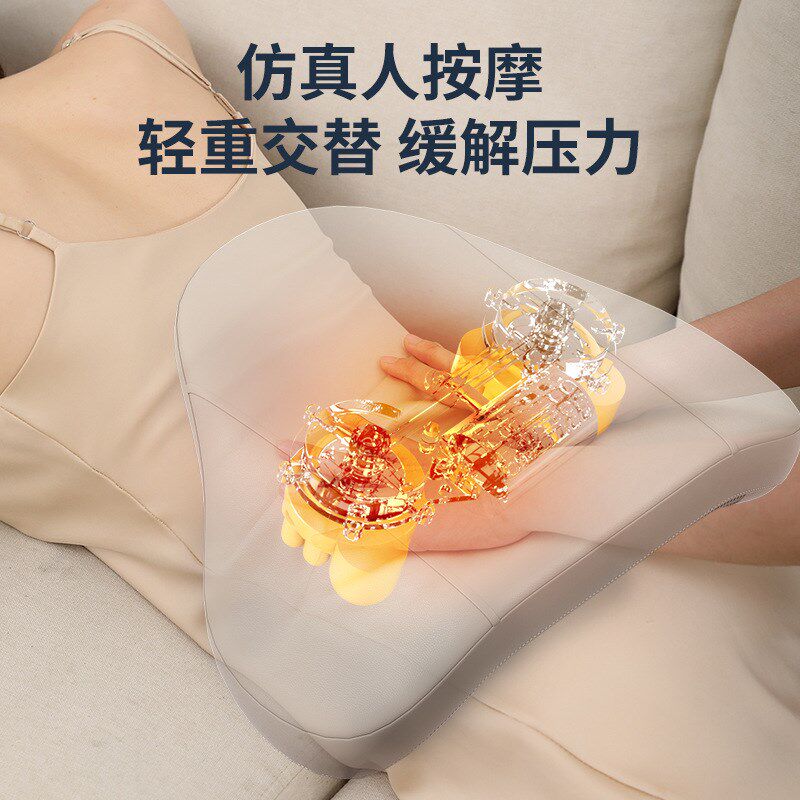 智能定时手控按摩腰靠p颈椎肩周腹部腰部枕头揉捏红光热敷按摩靠