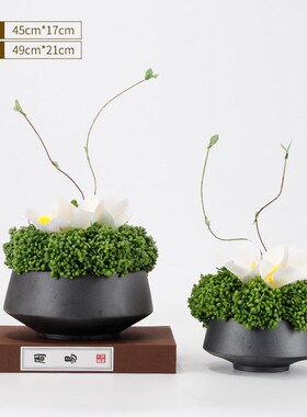 新中式仿真花艺摆件盆栽盆景餐厅装饰品样板房售楼处洽.谈桌面配