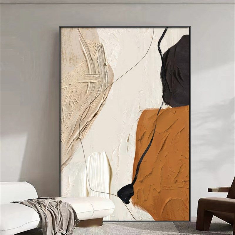 网红新款沙画h发背景墙橙色肌理客厅装饰画抽象挂现简约代落地画,家居饰品,现代装饰画,淘宝优惠券,粉丝福利购,淘宝优惠卷
