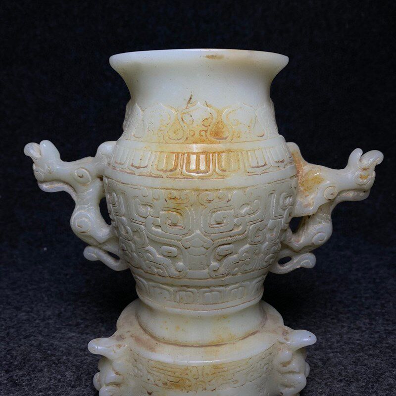 高古玉角c杯吉祥兽角杯古董兽件古玩老玉器装饰摆件把件收藏品5