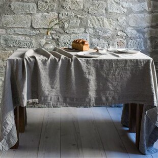 台布 0B32加厚纯亚麻 餐桌布 桌布I 亚麻色白色 亚麻棉麻简约
