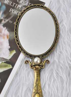 极速Vintagee Mirror Metal Handheld Makeup Mirror Travel Roun