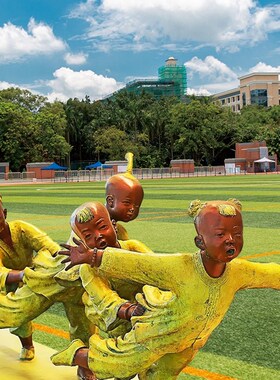 游戏小孩a抽象艺术人玻璃钢铸铜室内学院小品雕塑定制景观文化定