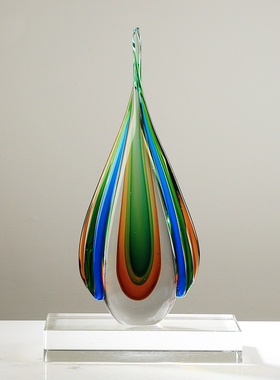 现代轻奢混彩琉璃水m滴摆件客厅样板间酒店博古架桌面艺术装饰送