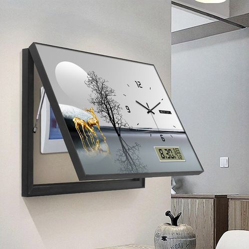 电表箱装饰画带钟表免打孔w配电箱遮挡箱现代简约电子钟挂画
