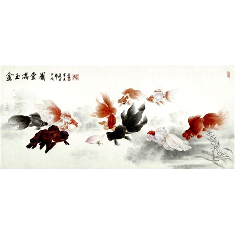 苏绣DIY套件初学材料包 金鱼 z金玉满堂 客厅卧室餐厅 刺绣装饰画图片