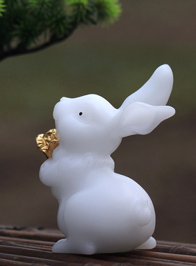 琉璃生肖兔子玉兔送财摆件居家客厅办公招财摆放装饰商.务同事送